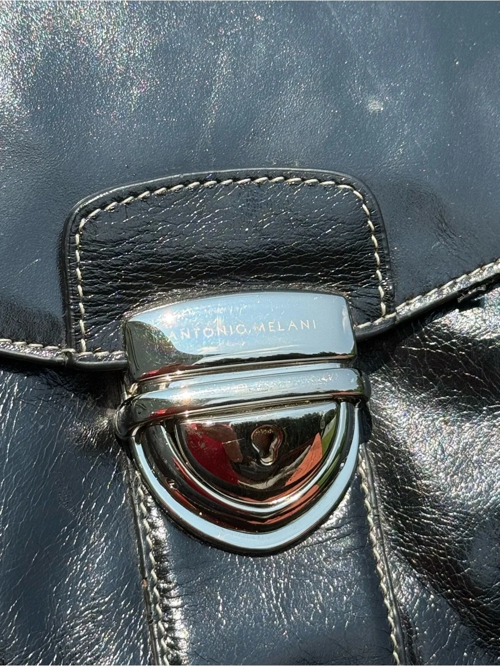 Vintage Antonio Melani black, leather briefcase bag satchel computer bag